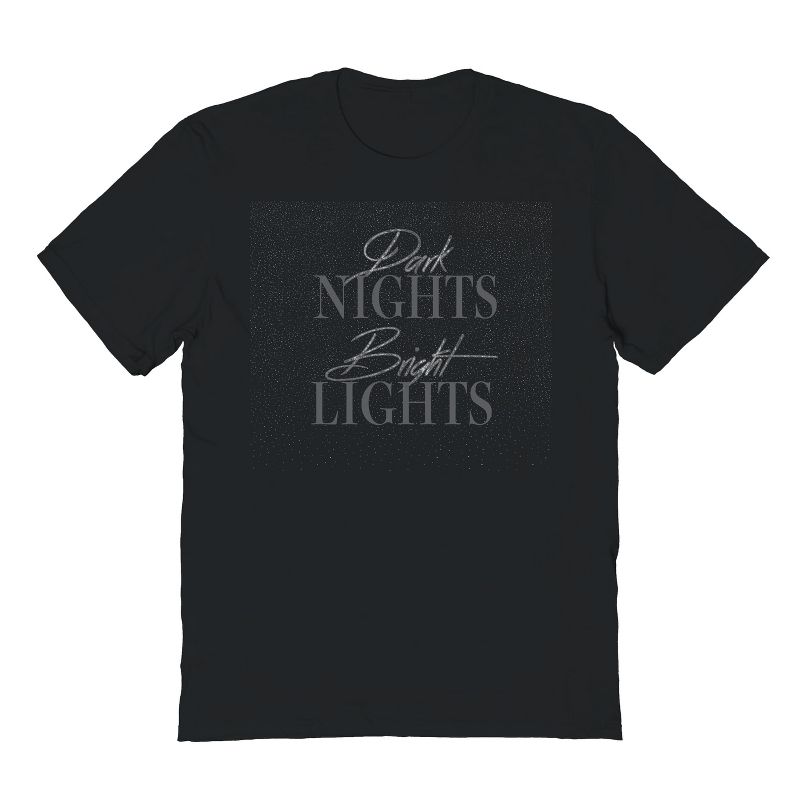 Rerun Island Men's Dark Nights Bright Lights Short Sleeve Graphic Cotton T-Shirt - Black 2X, 1 of 2