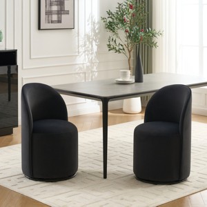 Set of 2 Modern Swivel Barrel Dining Chairs,Velvet Upholstered Accent Chairs,360° Round Armless Chair for Kitchen or Vanity-Coolbibila - 1 of 4