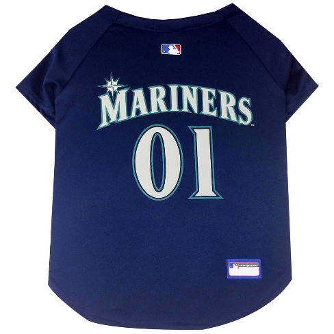 MLB Seattle Mariners Pets First Pet Baseball Jersey - Navy XS