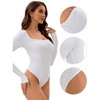 INSPIRE CHIC Women's Long Sleeve Bodysuit Slim Fit Square Neck Tummy Control Brief Leotard - 3 of 4