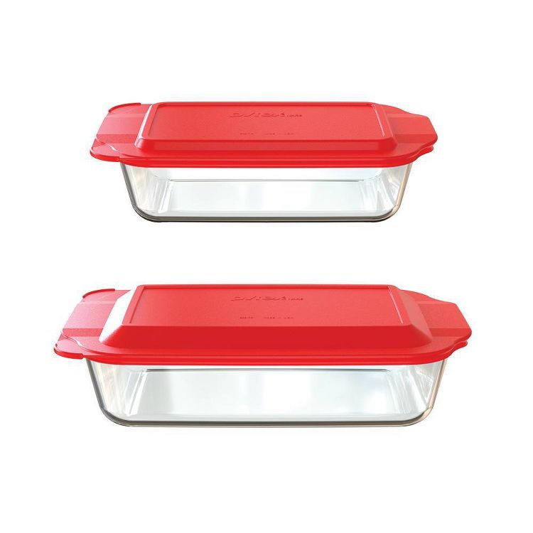 Pyrex Deep 4pc Glass Bakeware Set: Clear Baking Dishes with Lids ...