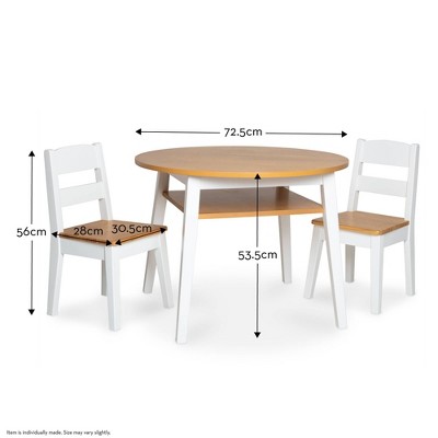 Light Wood and White Round Kids Table with Chairs Set