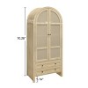 70.28" Tall Arched Kitchen Pantry Cabinet with Rattan Doors, Natural Storage Cabinet with 2 Drawers and Adjustable Shelves - Panipeachy - 4 of 4