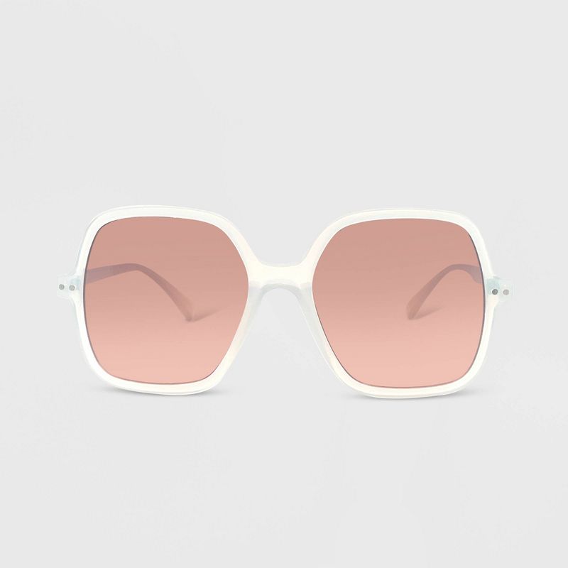 Women&#39;s Plastic Square Sunglasses - Wild Fable&#8482; Off-White, 1 of 3