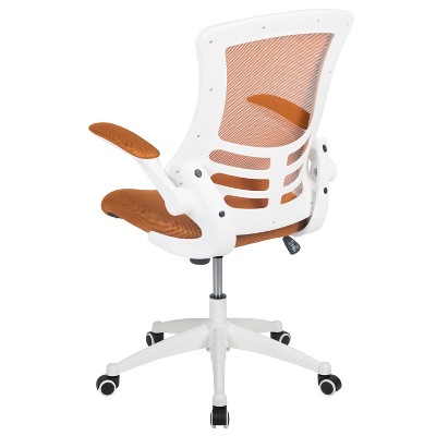 Adjustable Tan Mesh & White Leather Mid-Back Office Chair
