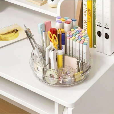 LunaLulinlk Lazy Susan Organizer Turntable for Cabinet with 4 Removable Dividers Bins, Rotating Organizer for Kitchen, 10.6 inch, Clear