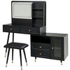 Gulches Modern Black Makeup Vanity Desk - Lighted Mirror, Retractable Design, Drawers, Cabinet, Power Outlet for Bedroom - 2 of 4
