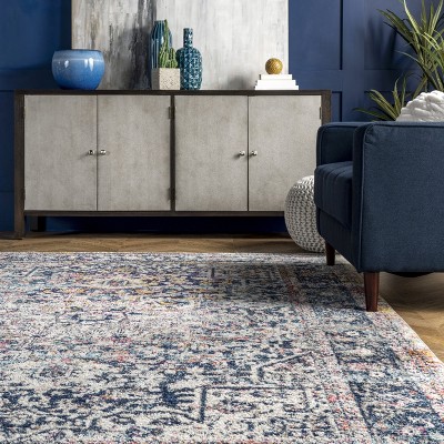 Lilah Vintage Medallion 4' x 6' Oval Blue Area Rug