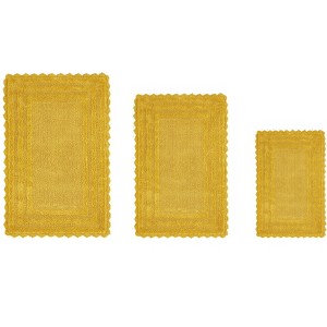 Lilly Crochet Collection 100% Cotton Tufted Reversible 3-Piece Bath Rug Set – Super Absorbent, Machine Washable Bathroom Mats with Crochet Pattern - 1 of 4