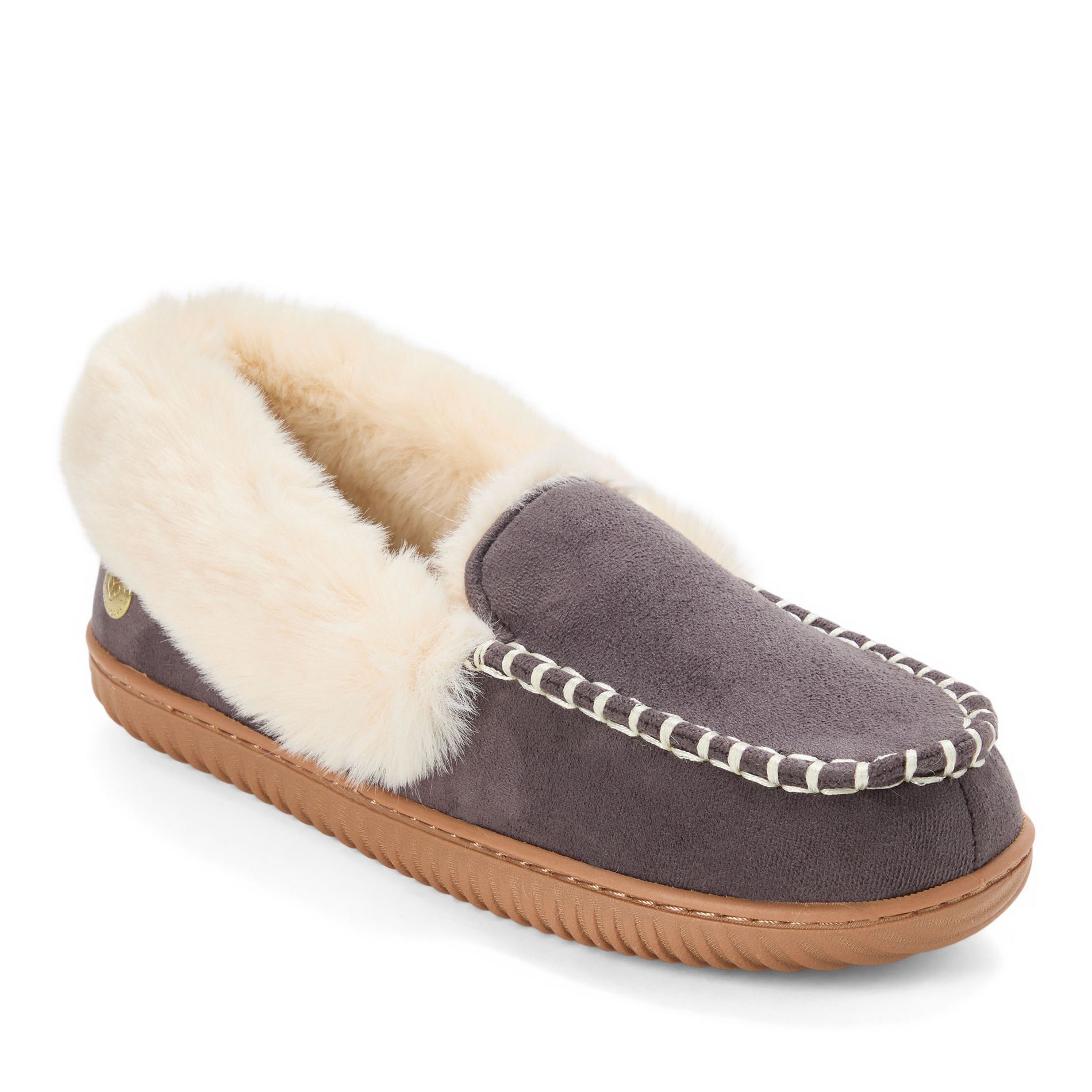 Dearfoams Women's Ryland Cabin Moccasin Slipper - PAVEMENT Size L