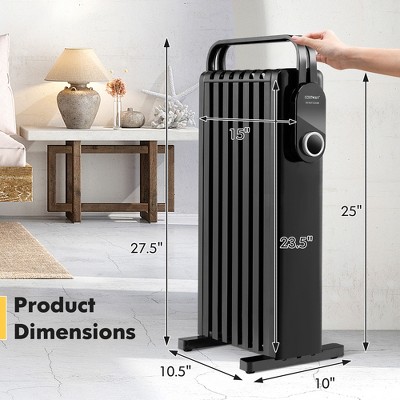 Topcobe Black 1500W Electric Space Heater with Foldable Rack
