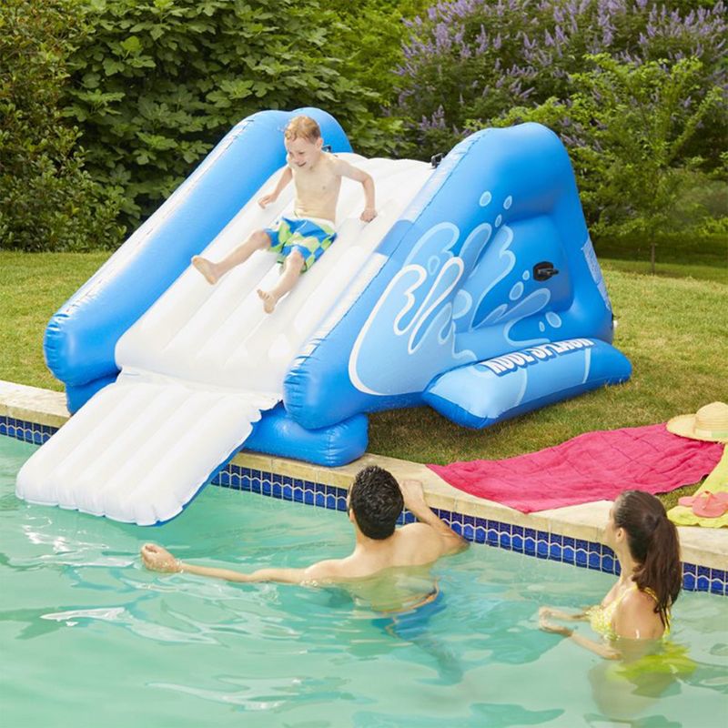 Intex Kool Splash Inflatable Play Center Swimming Pool Water Slide, Blue, and Inflatable 8.5'x5.75' Swim Center Family Pool for 2-3 Kids, Blue & White, 5 of 7