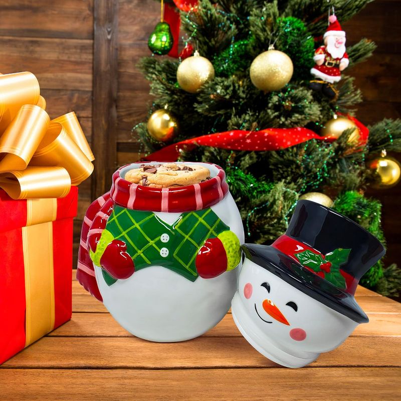 KOVOT Festive Ceramic Snowman Cookie Jar - Perfect for Christmas Cookies, Candy, and Holiday Treats, 4 of 7