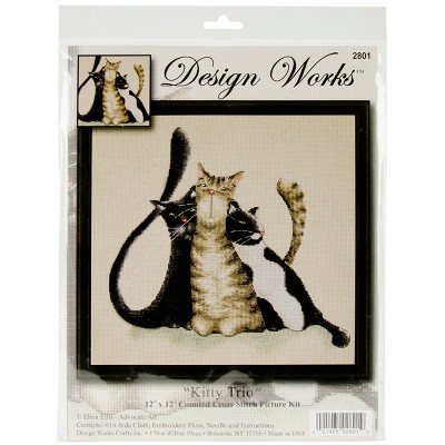 Design Works Counted Cross Stitch Kit 12"X12"-Kitty Trio (14 Count)