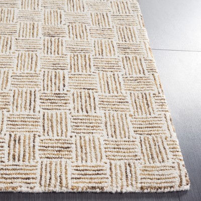 Handmade Taupe and Ivory Wool Tufted Area Rug, 4' x 6'