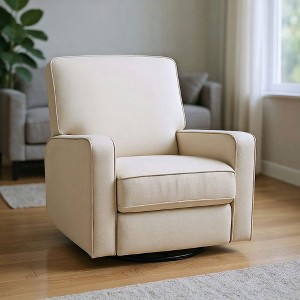 Resenkos Manual Recliner Chair with Thick Cushions, Breathable Fabric Glider, Footrest Adjustment, Linen-Feel Fabric for Living Room, Beige - 1 of 4