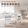 Particle Board Sewing Table - Folding Sewing Machine Table, One Door, One Drawer, Compact Design, White Finish - 3 of 4