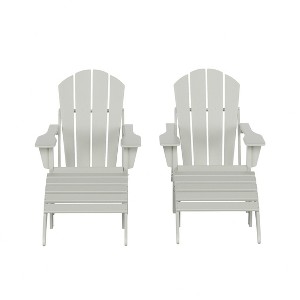 WestinTrends Malibu HDPE Outdoor Patio Folding Poly Adirondack Chairs with Ottomans (4-Piece Conversation Set) - 1 of 4
