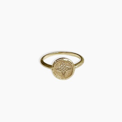 sanctuaire Round Rosette Medallion Ring 14K Solid Gold