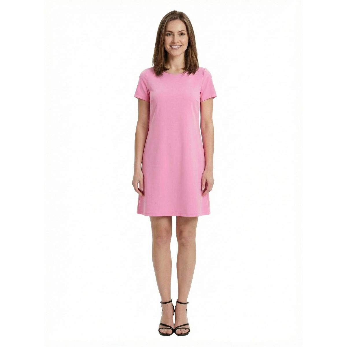24seven Essential Petite Short Sleeve Round Neck Mini Shift Dress - thumbnail 6