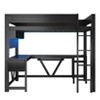 ORRD Wood Full Size Gaming Loft Bed with Desk, Storage Shelves, LED and Charging Station, Black - 3 of 4