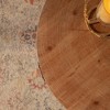 HDZNVF Round Coffee Table Handcrafted Relief Sturdy Pedestal Wooden - 2 of 4