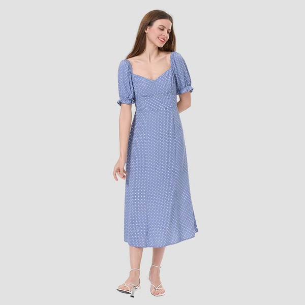 Vestido midi evasé de manga corta abullonada de mujer - A New Day™ 4