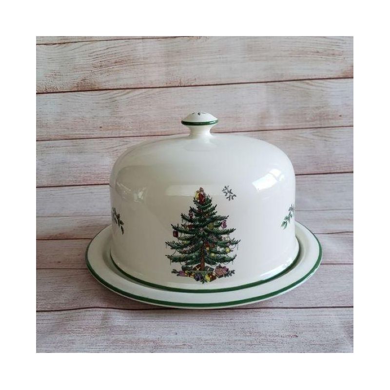 Spode Christmas Tree 2 Piece Serving Platter with Dome Set, 3 of 5
