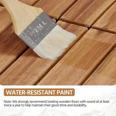 Yaheetech Pack of 27 Interlocking Wood Flooring Tiles, Natural Wood-Stripe