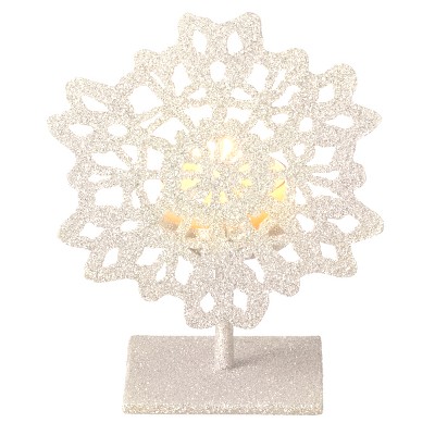 Ganz 5" Silent Luxury Off-White Glitter Drenched Snowflake Tea Light Candle Holder