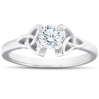Pompeii3 5/8 Ct Diamond Solitaire Celtic Engagement Ring 14k White Gold