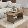 MAYEERTY 47 inch Modern Living Room Coffee Table, Double Layer Rectanglar Coffee Table with Storage Function Rounded Corner Wood - 2 of 4