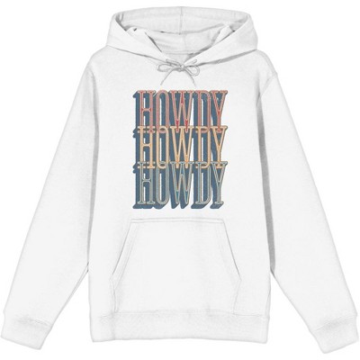 Western Howdy Repeat Text Long Sleeve Adult Hooded Sweatshirt