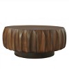 31'' Round Solid Wood Carved Coffee Table with Wood Frame,Premium Ash Veneer Top for for Living Room - The Pop Home - 4 of 4