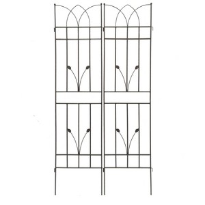 Lirago 2 Pack Metal Garden Trellis Rustproof Climbing Plant Support for Outdoor Flowers Vines Vegetables Brown Powder Coated 71"H x 17.7"W x 1"D - 1 of 4