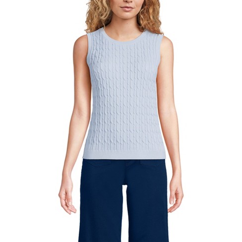 Lands End Women s Fine Gauge Cotton Cable Tank Sweater Target