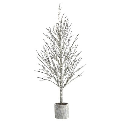 4ft Nearly Natural Unlit Snowed Twig Artificial Christmas Tree in Decorative Planter