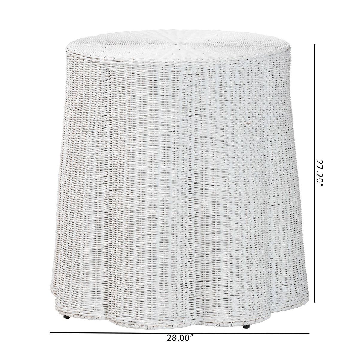 bali & pari Palm Bohemian Scalloped Rattan End Table White - thumbnail 7