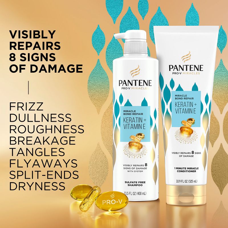 Pantene Pro-V Miracles Bond Repair Keratin + Vitamin E Shampoo, Sulfate Free - 10.9 fl oz, 2 of 15