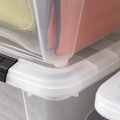 Clear Stackable Plastic Storage Bins with Lids, 19 Qt, 6 Pack