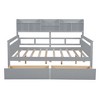 CAVINAS Twin/Full Size Solid Wood Daybed with Bedside Shelves & 2 Storage Drawers,Wooden Bed Frame for Kids Room,Bedroom - 3 of 4