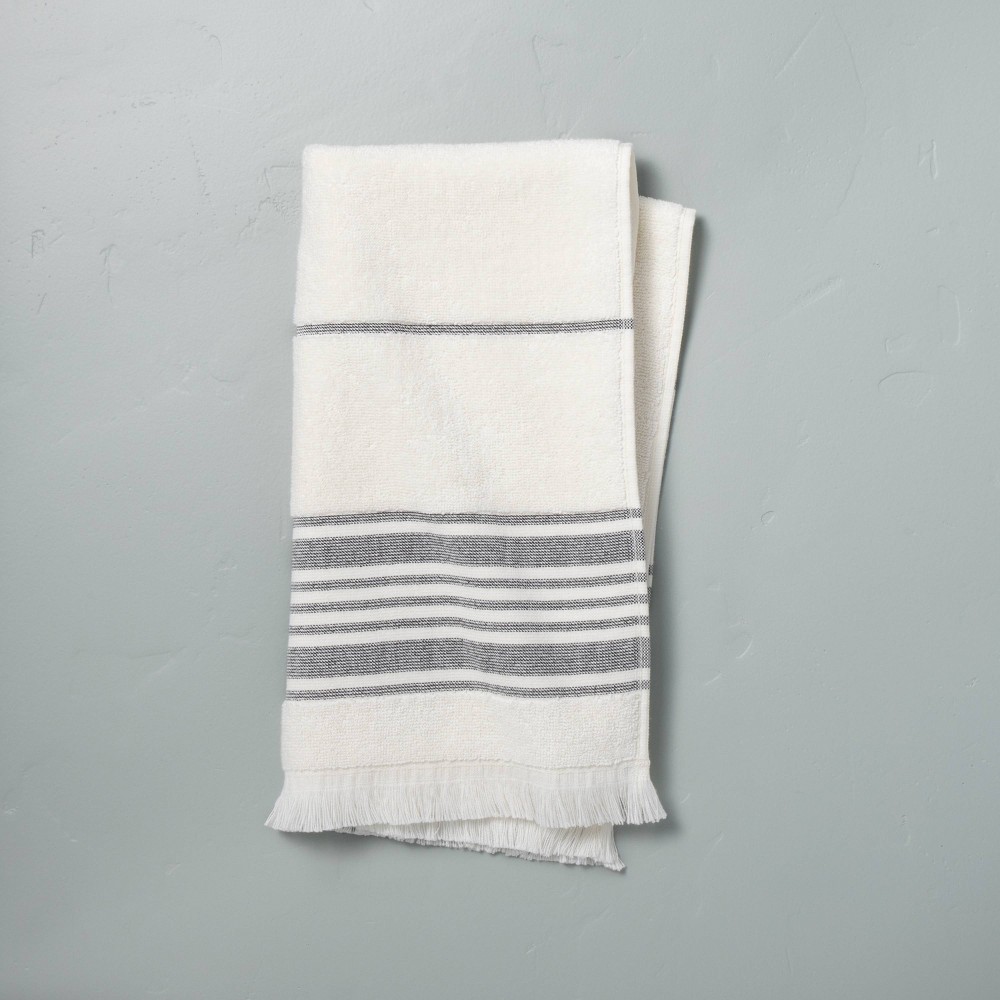 Photos - Towel Multistripe Hand  Sour Cream/Gray - Hearth & Hand™ with Magnolia