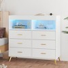 Coucheta Dresser for Bedroom with 6 Drawers, Dresser with LED Lights & Power Outlet, 6-Drawer Baby Changing Table with 2 Open Shelves & Changing Top - 4 of 4