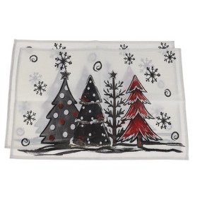 Unique Bargains Christmas Place Mats Flax Red White Black 11.8"x17.7" 2 Pcs - 1 of 4