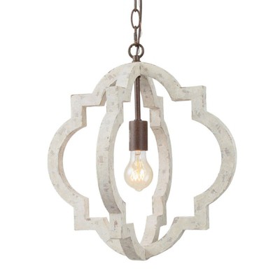 LNC Timeless 1-Light 16" Farmhouse/Rustic Small Lantern Chandelier, Rustic Bronze and Weathered White Wood Tone
