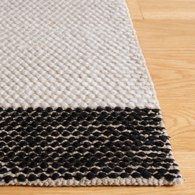 Handmade Black Wool Flat Woven 8' x 10' Area Rug