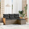 vidaXL 4 Piece Patio Sofa Set with Cushions Gray Poly Rattan - Gray Without table - 2 of 4