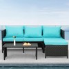 SUGIFT 3PCS Patio Wicker Rattan Sofa Set Outdoor Sectional Conversation Set Turquoise - 2 of 3