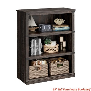 3 Tier/5-Tier Bookcase, Farmhouse Book Shelf w/Storage Open Display Bookshelves, 40" Low Book Case Wooden 3 Shelf Bookcase Home Decor Furniture - 1 of 4