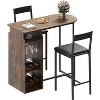 GOCAPTAIN Vintage Pub Table and Chairs Set for 2, Triple-Tier Wine Rack with Hanging Glass Holder, Upholstered Stools for Kitchen, Bar and Dining - 3 of 4